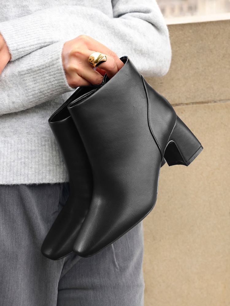 Linzi Black Cove Square Toe Block Heel Ankle Boots - Image 5 of 5