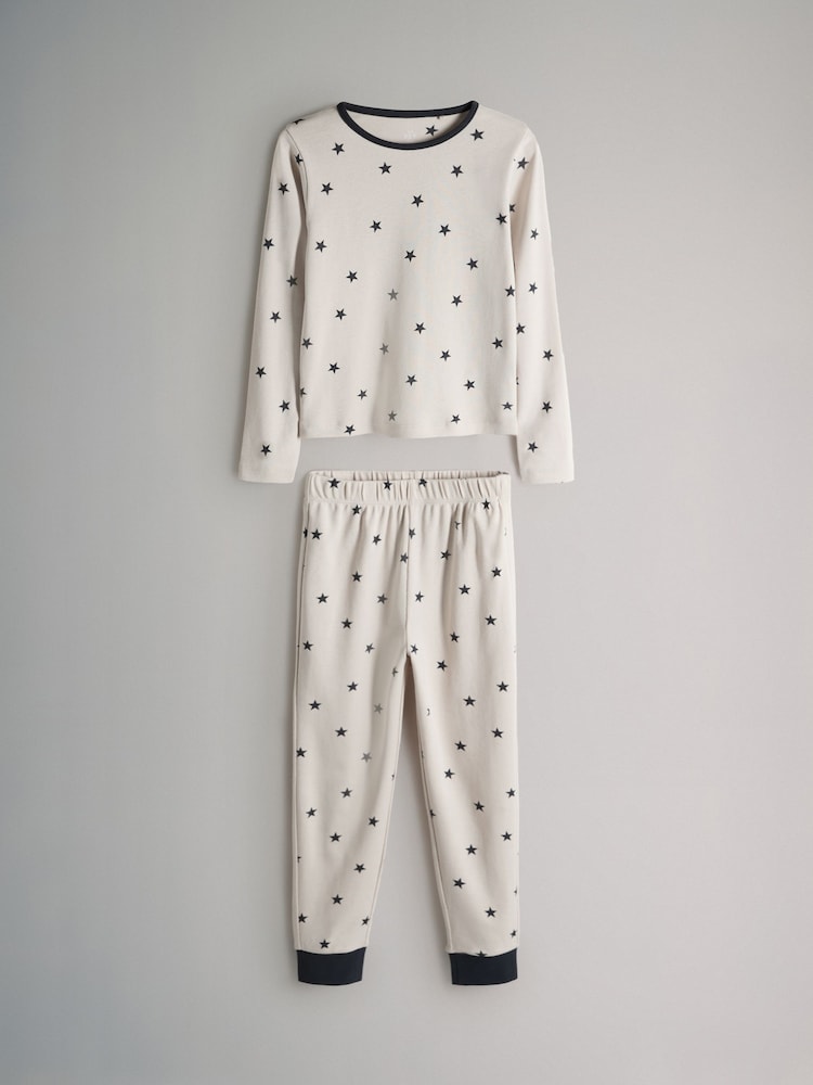 The Set Navy Blue/Cream/Stripe 4 Pack Snuggle Fit Cotton Jersey Pyjamas Set - Image 2 of 7 The Set Navy Blue/Cream/Stripe 4 Pack Snuggle Fit Cotton Jersey Pyjamas Set - Image 2 of 7
