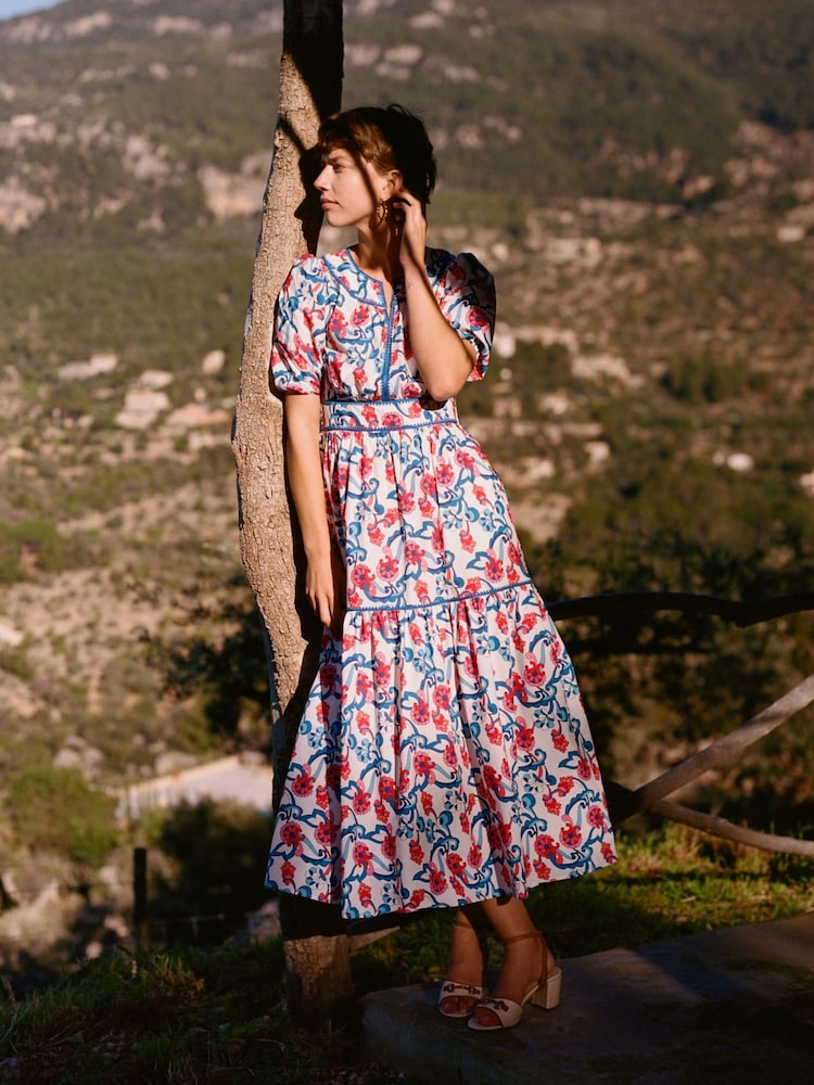 Boden Cream Rhea Embroidered Midi Dress - Image 1 of 6 Boden Cream Rhea Embroidered Midi Dress - Image 1 of 6