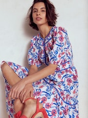 Boden Cream Rhea Embroidered Midi Dress - Image 2 of 6