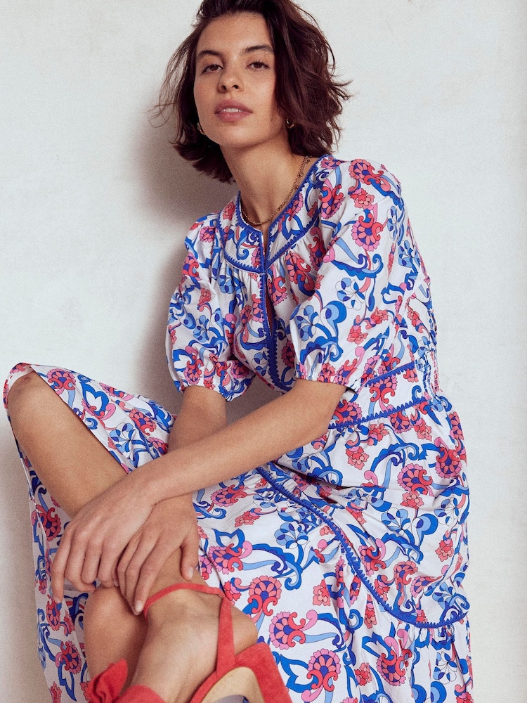 Boden Cream Rhea Embroidered Midi Dress - Image 2 of 6