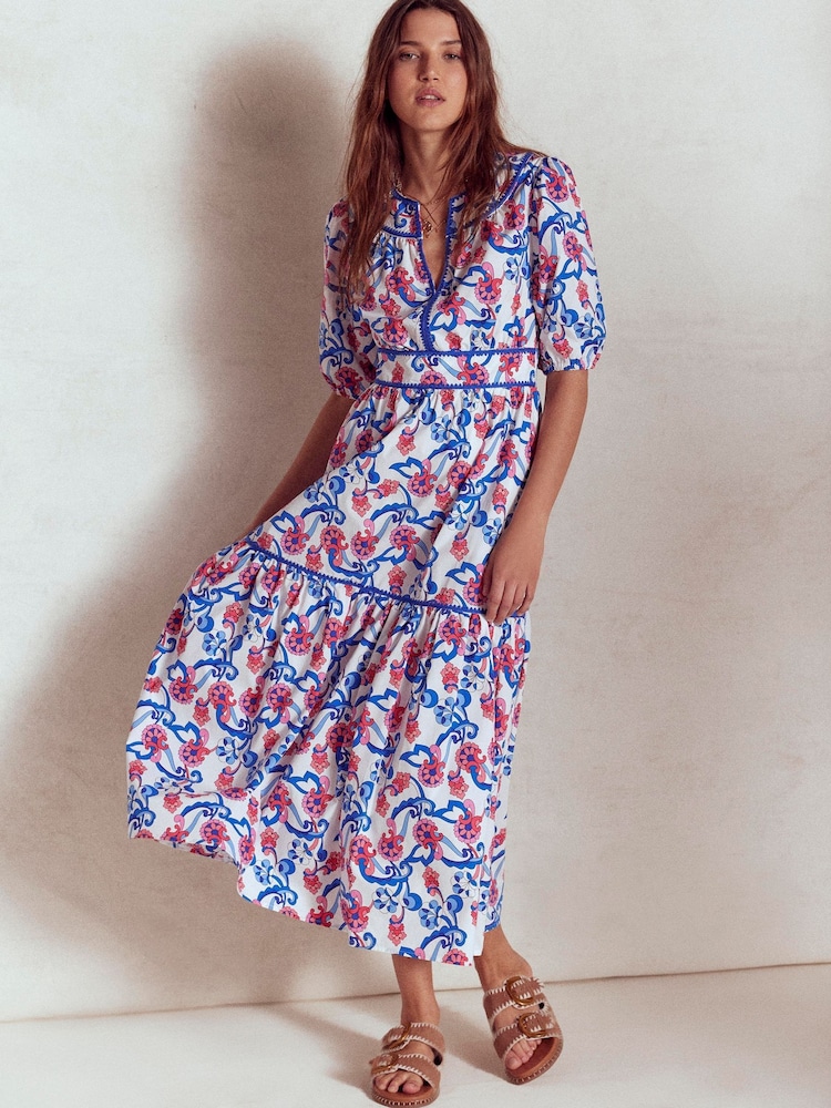 Boden Cream Rhea Embroidered Midi Dress - Image 2 of 5