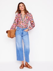 Boden Pink Cotton Notch Neck Top - Image 3 of 5