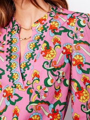 Boden Pink Cotton Notch Neck Top - Image 4 of 5