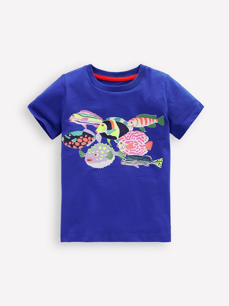 Boden Blue Fish Riso Graphic Print T-Shirt - Image 1 of 3