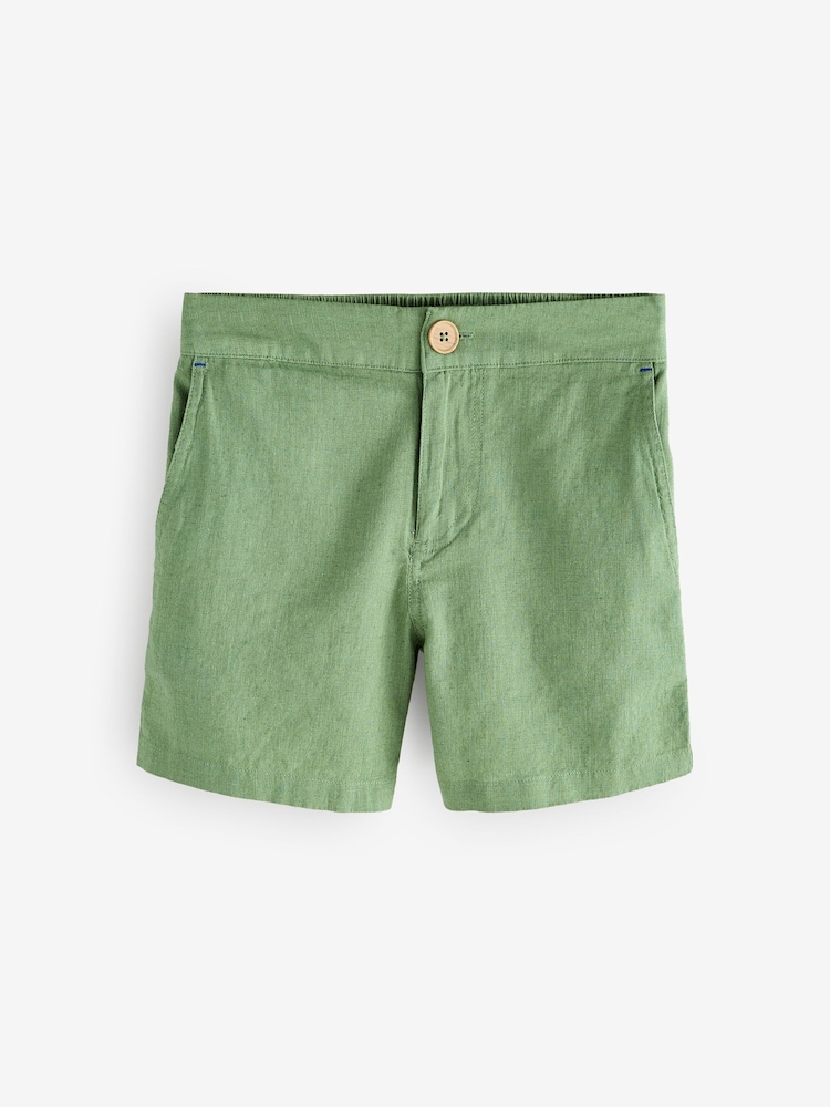 Boden Green Cotton Linen Shorts - Image 1 of 1 Boden Green Cotton Linen Shorts - Image 1 of 1