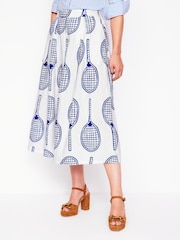 Boden Cream Verity Linen Tennis Midi Skirt - Image 2 of 5