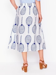 Boden Cream Verity Linen Tennis Midi Skirt - Image 3 of 5