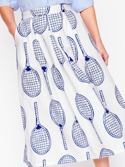 Boden Cream Verity Linen Tennis Midi Skirt - Image 4 of 5