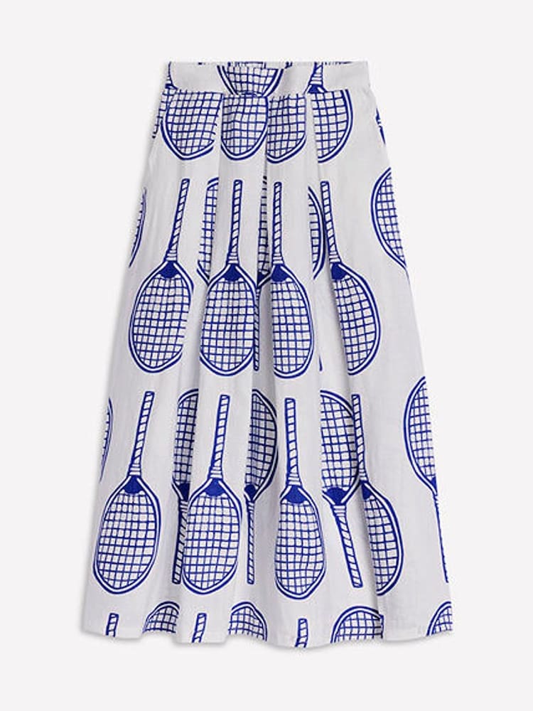 Boden Cream Verity Linen Tennis Midi Skirt - Image 5 of 5