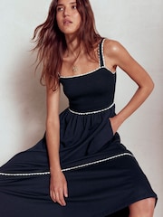 Boden Blue Smocked Trim Maxi Dress - Image 1 of 5