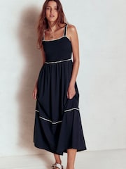 Boden Blue Smocked Trim Maxi Dress - Image 4 of 5