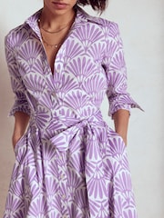 Boden Purple Amy Cotton Midi Shirt Dress - Image 2 of 5