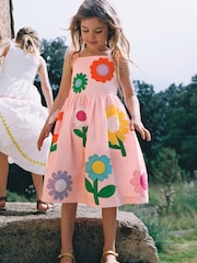 Boden Pink Annalisa Flower Print Appliqué Sundress - Image 1 of 4