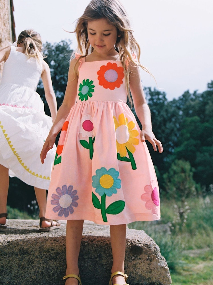 Boden Pink Annalisa Flower Print Appliqué Sundress - Image 1 of 4
