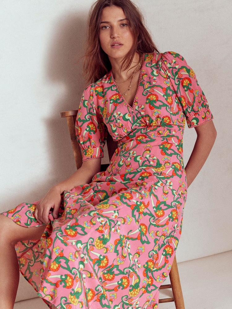 Boden Pink Rosie Godet Tea Dress - Image 1 of 5