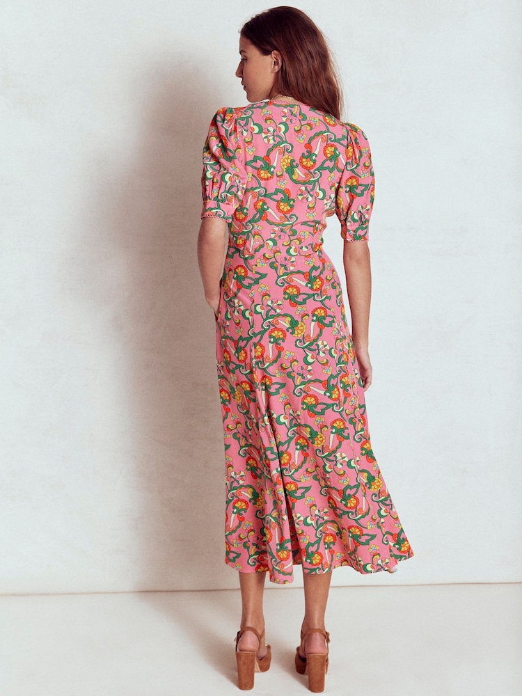 boden satin tea dress Satin Empire Midi Tea Dress Green Women Boden