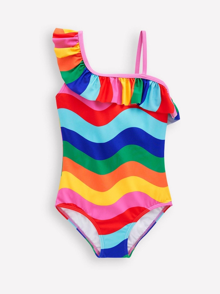 Boden Pink Lila One Shoulder Rainbow Swimsuit - Image 1 of 3
