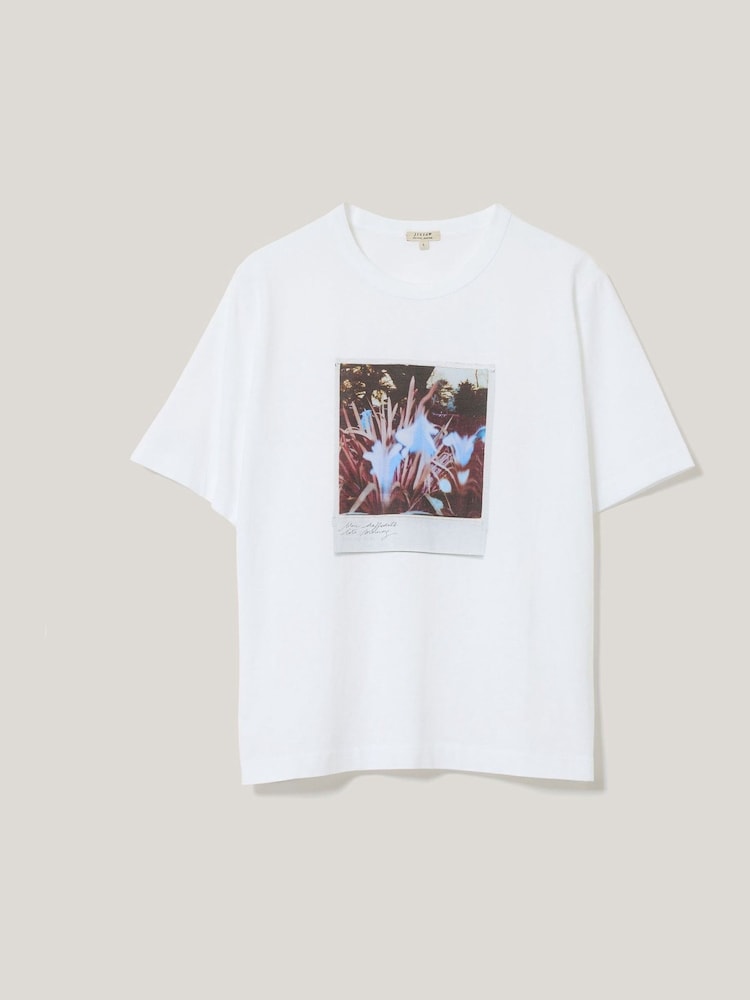 Jigsaw White Blue Daffodils T-Shirt - Image 5 of 5
