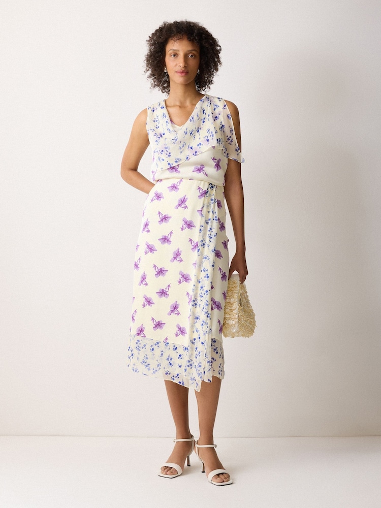 Jigsaw Purple Lily Silk Trim Drape Top - Image 1 of 4