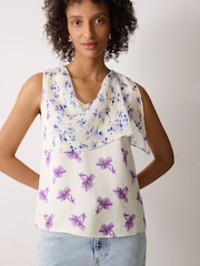 Jigsaw Purple Lily Silk Trim Drape Top - Image 2 of 4