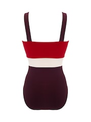 Pour Moi Red Palm Springs Colour Block Tummy Control Swimsuit - Image 4 of 4