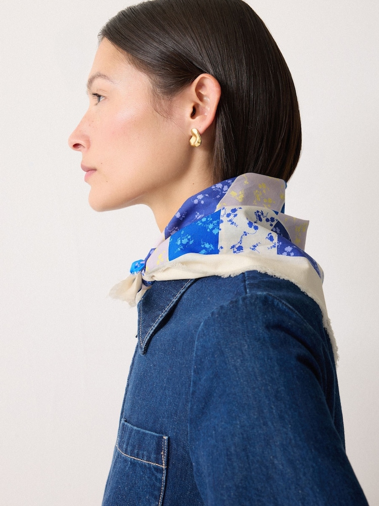 Jigsaw Blue Patchwork Bandana Scarf - Image 3 of 3