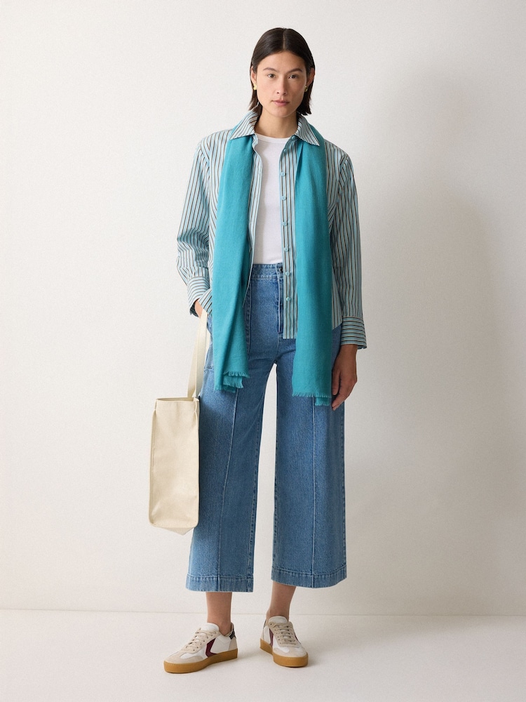 Jigsaw Blue Wool Silk Pashmina Scarf - Image 5 of 5