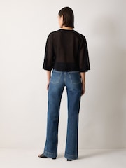 Jigsaw Black Sheer Linen Blend Cardigan - Image 5 of 5