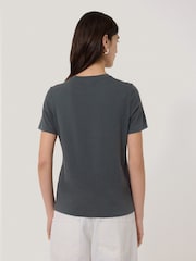 Jigsaw Grey Supima Cotton Crew Neck T-Shirt - Image 3 of 6