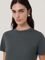 Jigsaw Grey Supima Cotton Crew Neck T-Shirt - Image 4 of 6
