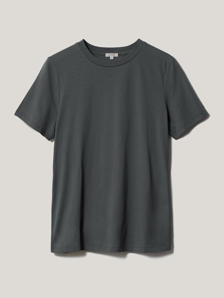 Jigsaw Grey Supima Cotton Crew Neck T-Shirt - Image 6 of 6