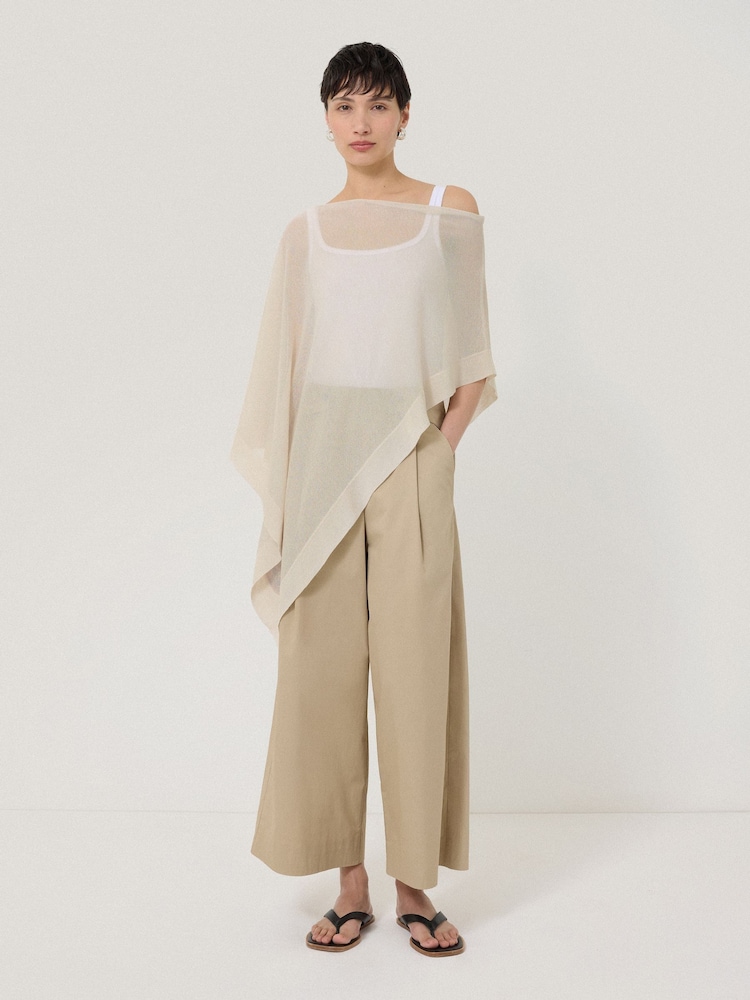 Jigsaw Cream Sheer Linen Blend Poncho - Image 2 of 6