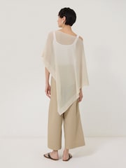 Jigsaw Cream Sheer Linen Blend Poncho - Image 3 of 6