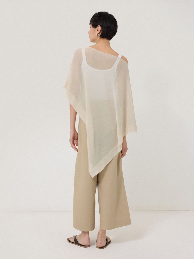 Jigsaw Cream Sheer Linen Blend Poncho - Image 3 of 6
