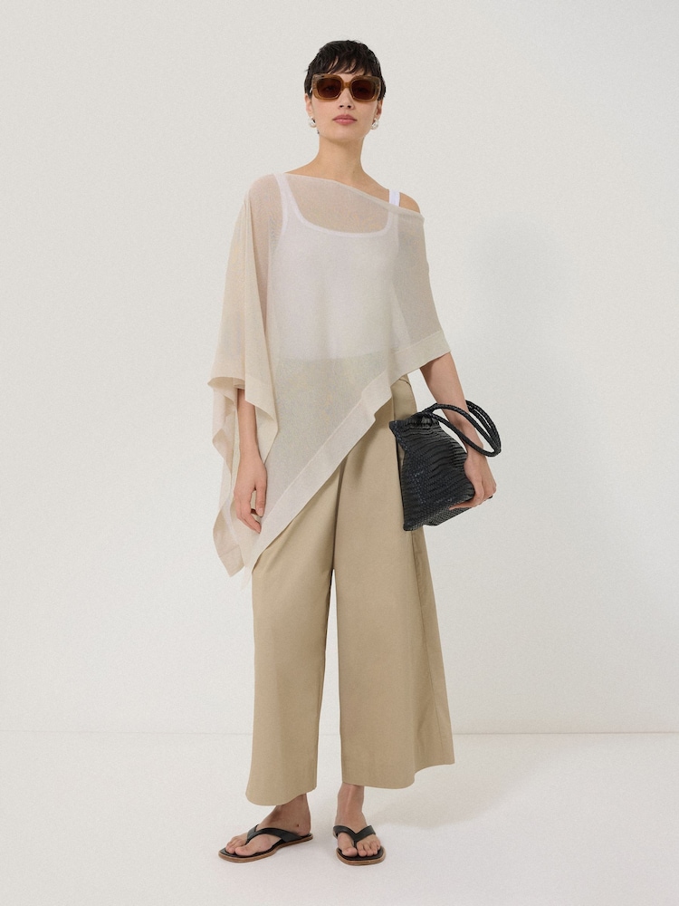 Jigsaw Cream Sheer Linen Blend Poncho - Image 4 of 6
