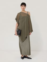 Jigsaw Green Sheer Linen Blend Poncho - Image 1 of 7