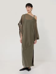Jigsaw Green Sheer Linen Blend Poncho - Image 4 of 7