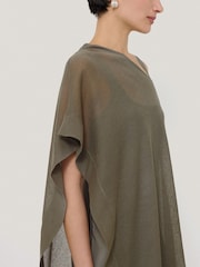 Jigsaw Green Sheer Linen Blend Poncho - Image 6 of 7