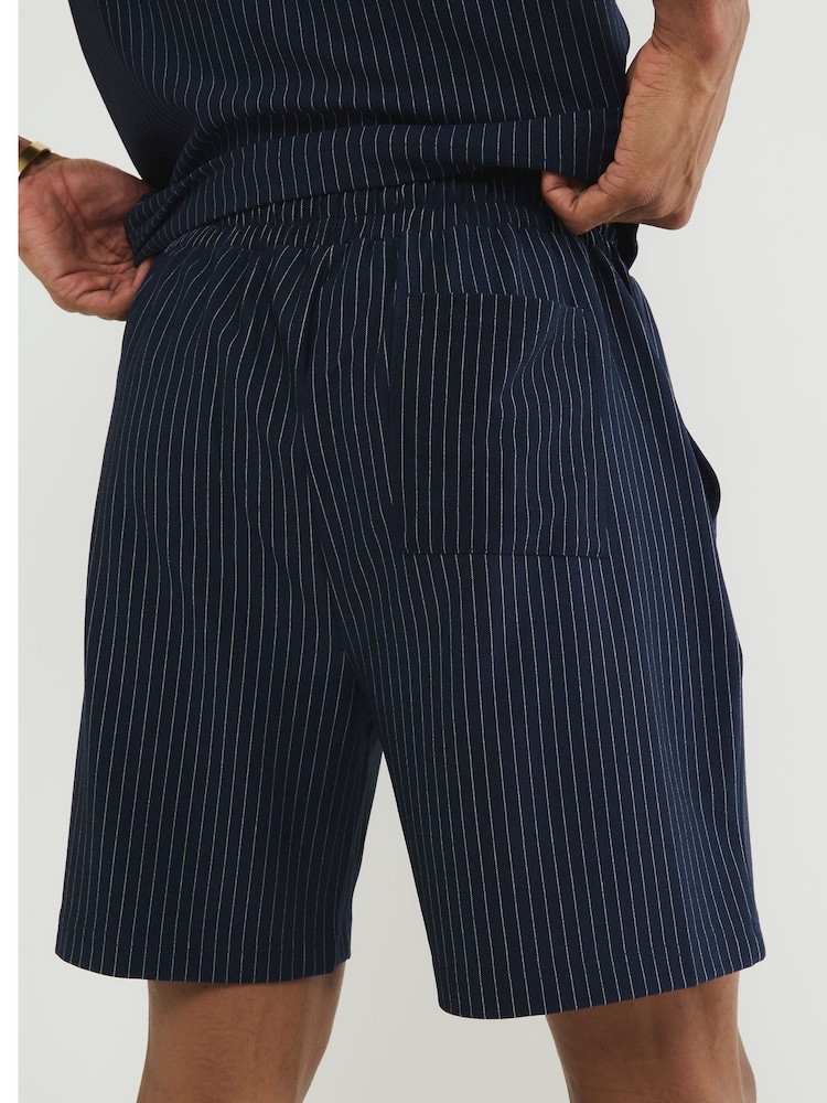 River Island Blue Regular Fit Stripe Shorts - Image 4 of 4 River Island Blue Regular Fit Stripe Shorts - Image 4 of 4