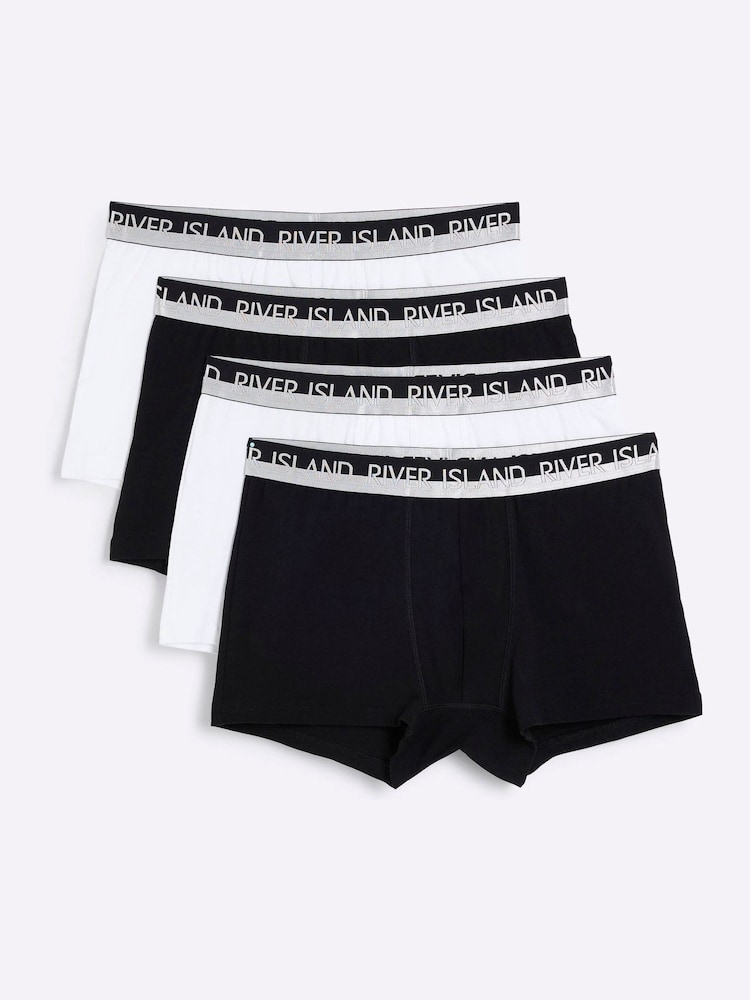 River Island Silver Split Waistband Boxers 4 Pack - Imagem 1 de 4