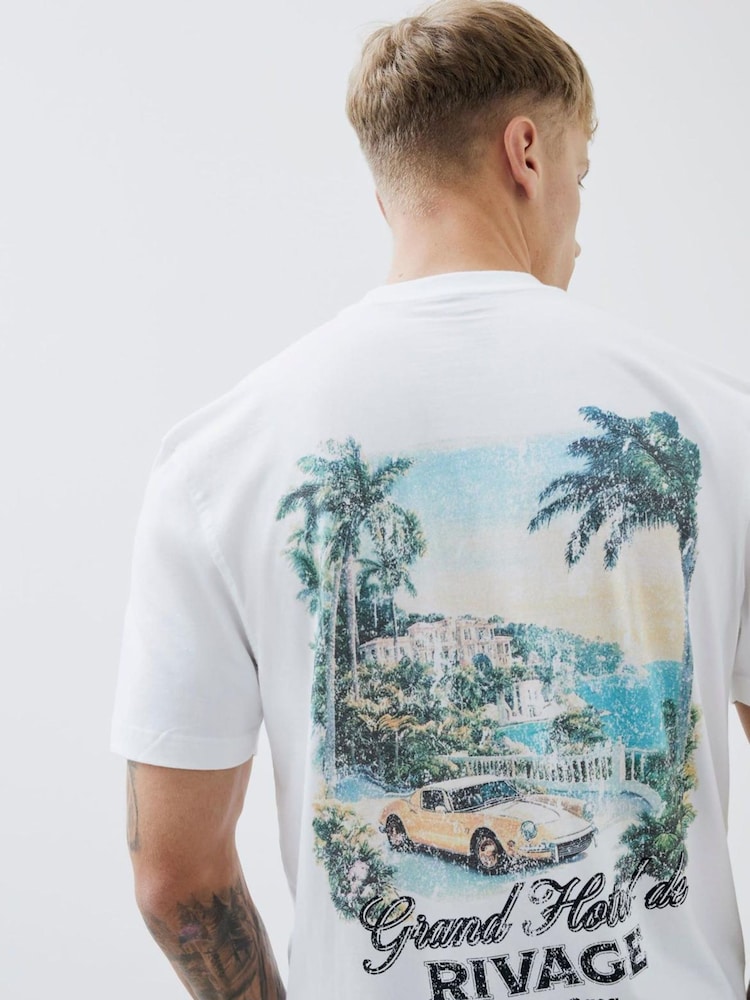 River Island White Regular Fit  Stripe T-Shirt - Image 1 of 4