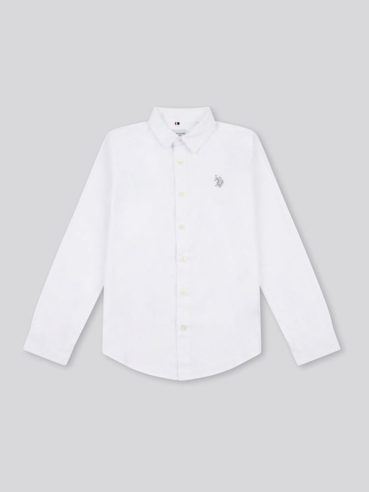 U.S. Polo Assn. White Boys Linen Blend Shirt - Image 1 of 3