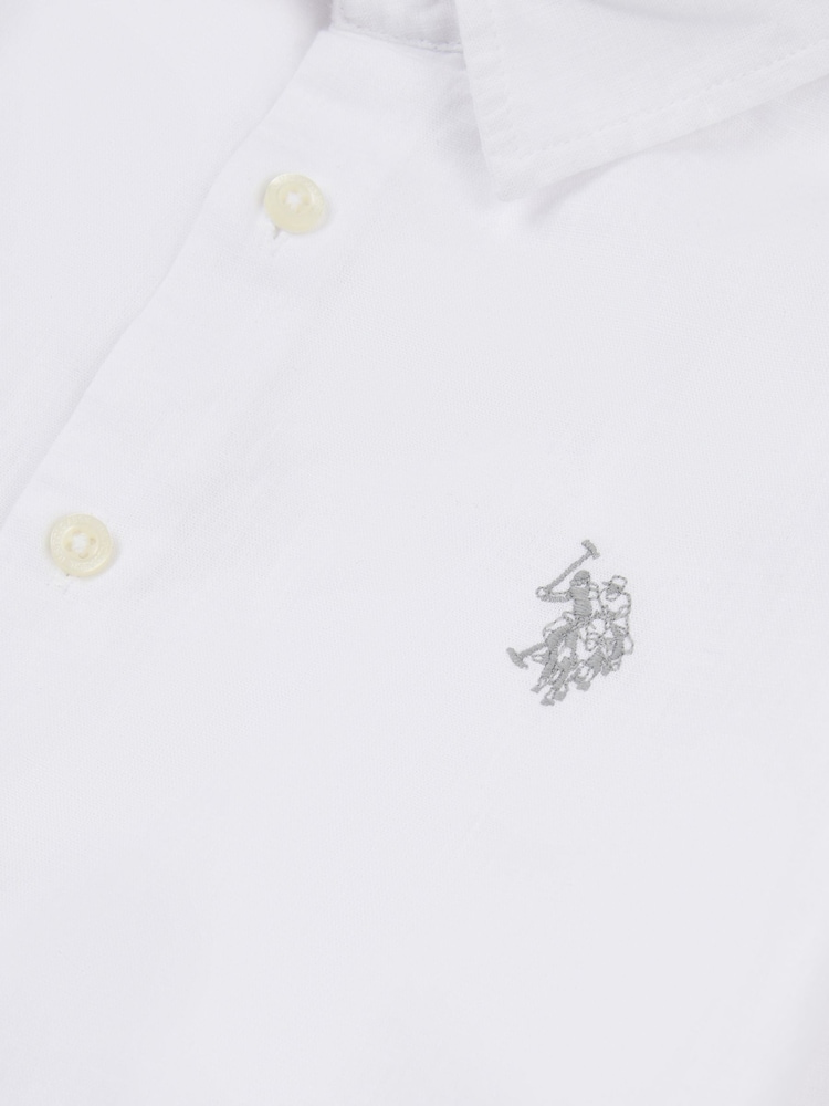 U.S. Polo Assn. White Boys Linen Blend Shirt - Image 3 of 3