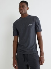 River Island Grey Regular Fit  Stripe T-Shirt - Image 1 of 4