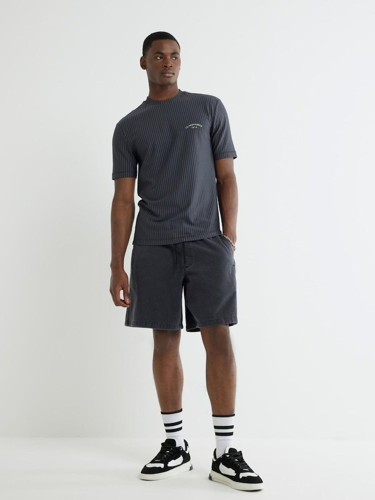 River Island Grey Regular Fit  Stripe T-Shirt - Image 2 of 4