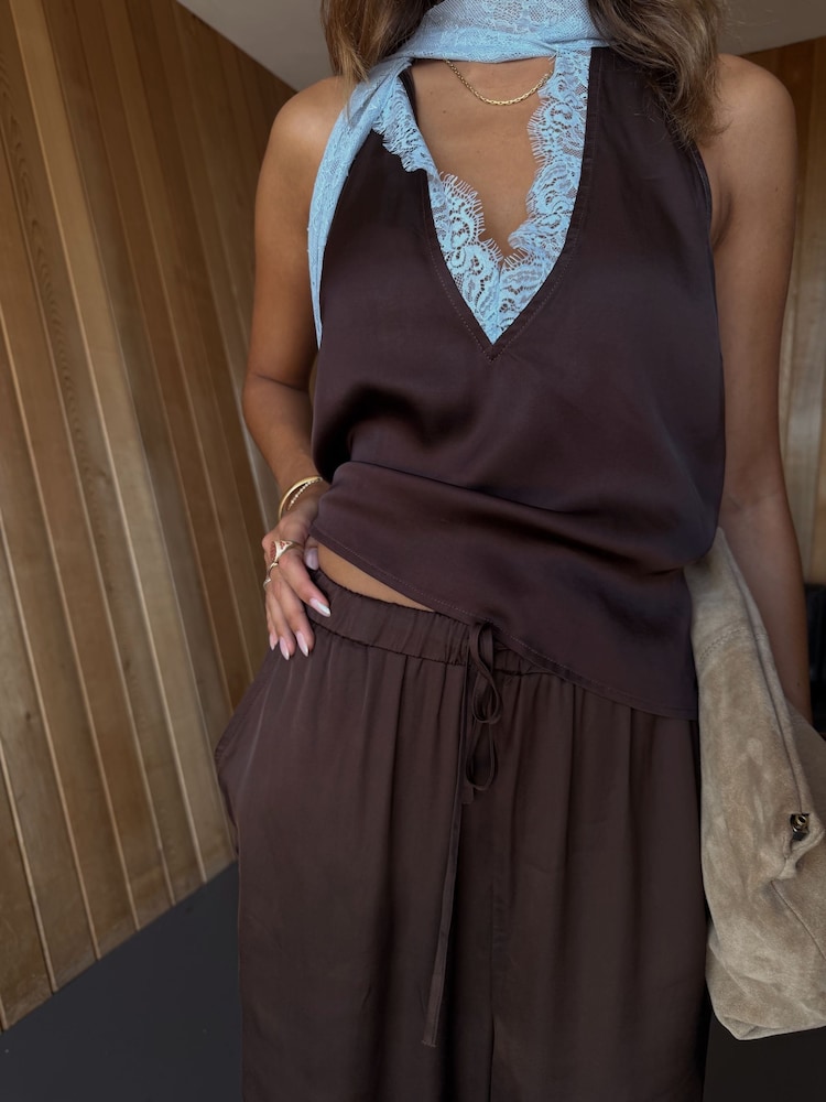 never fully dressed brown and blue lace Chocolate Blue Lace Multi-wear Top - Designed in London