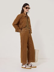 Jigsaw Brown Tyne Wide Leg Cropped Jeans - Image 4 of 6