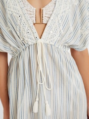 Accessorize Blue Mini Embroidered Stripe Coverup - Image 2 of 4