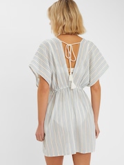 Accessorize Blue Mini Embroidered Stripe Coverup - Image 3 of 4